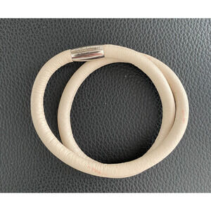 Brighton Woodstock Double Bracelet Beige Magnetic Leather Charm 16"